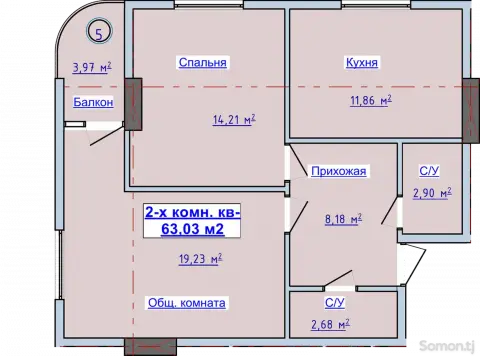 2-комнатная квартира - ЖК Кохи Мунаввар